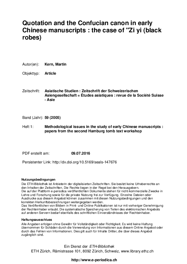 王 PDF) Quotation and the Confucian canon in early Chinese