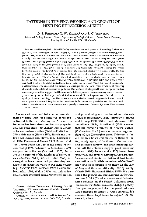 (PDF) Patterns in the provisioning and growth of nestling rhino-ceros ...