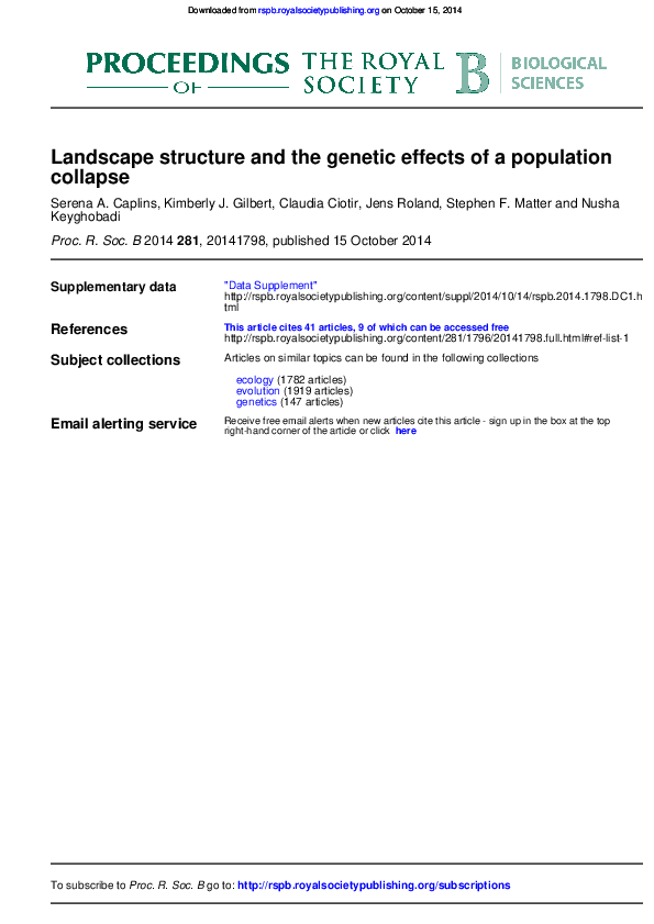 (PDF) Landscape structure and the genetic effects of a population collapse