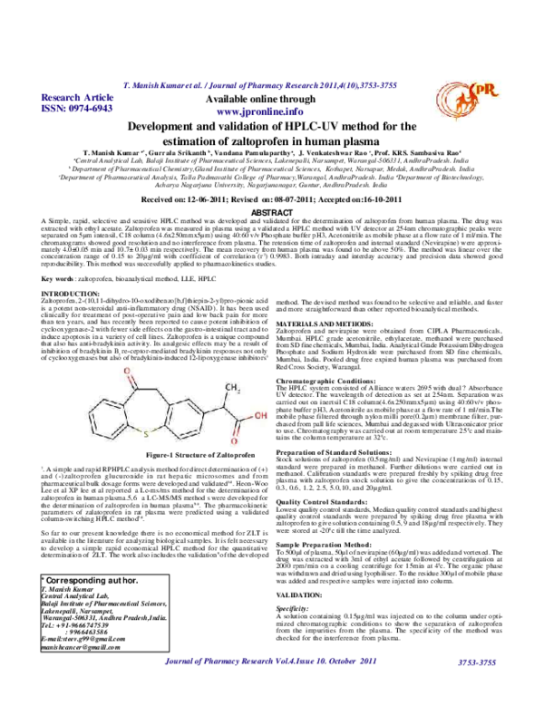 (PDF) Development and validation of a HPLC-UV method for the ...