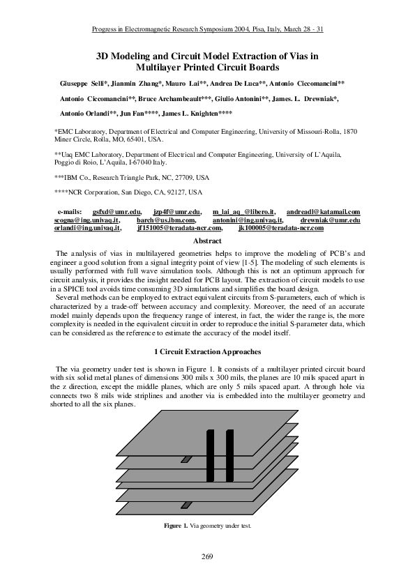(PDF) 3D Modeling and circuit model extraction of vias in multilayer ...