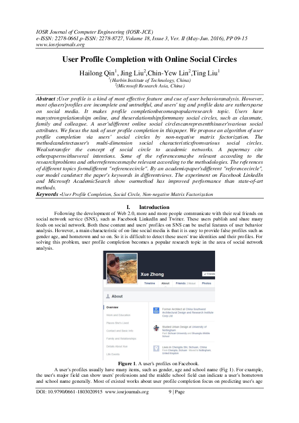 (PDF) User Profile Completion with Online Social Circles