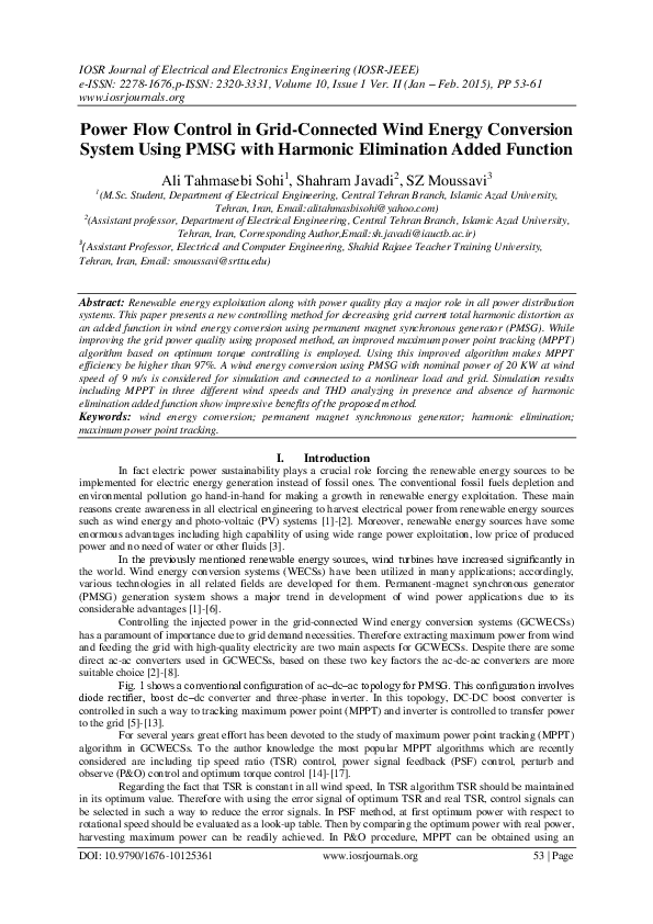 Power Flow Control in Grid-Connected Wind Energy Conversion System ...