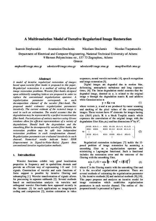 (PDF) A multiresolution model of iterative regularized image restoration
