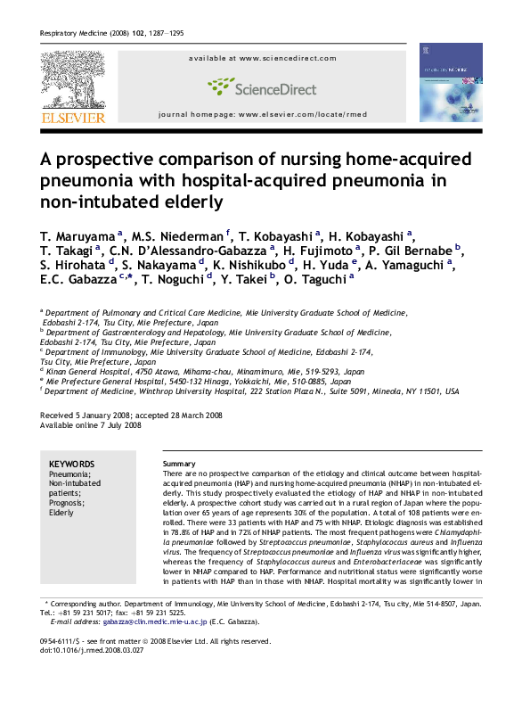 (PDF) A prospective comparison of nursing homeacquired pneumonia with