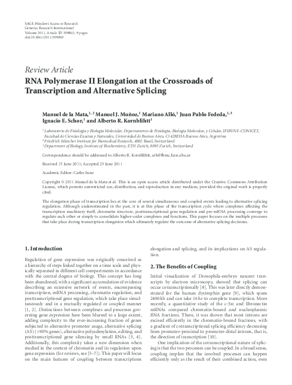 (PDF) RNA Polymerase II Elongation at the Crossroads of Transcription ...