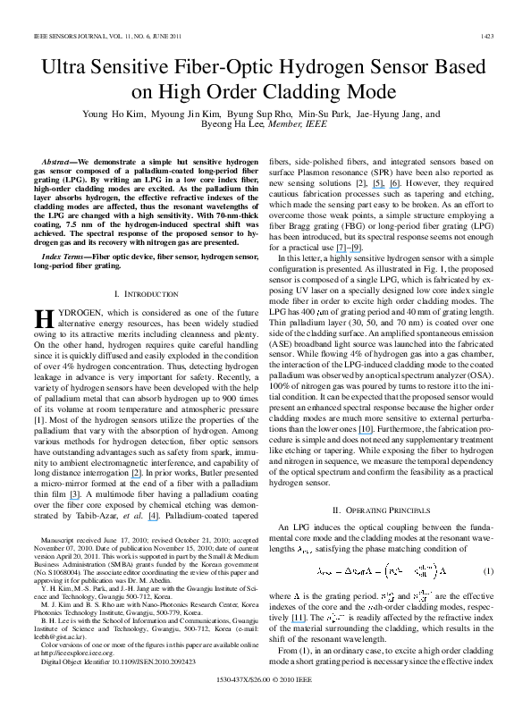 (PDF) Ultra Sensitive Fiber-Optic Hydrogen Sensor Based on High Order ...