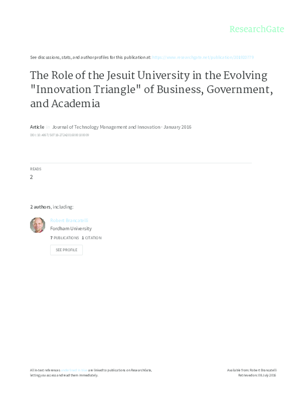 (PDF) The Role of the Jesuit University in the Evolving 