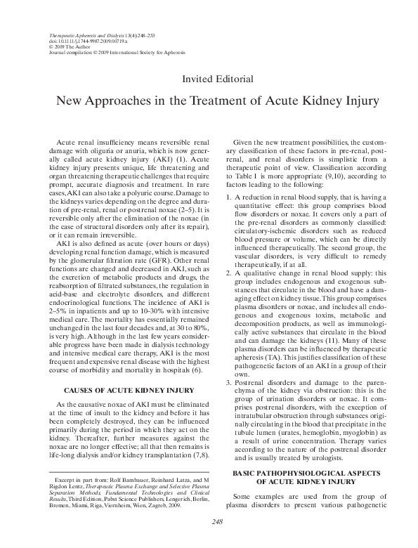 (PDF) New approaches in the treatment of acute kidney injury