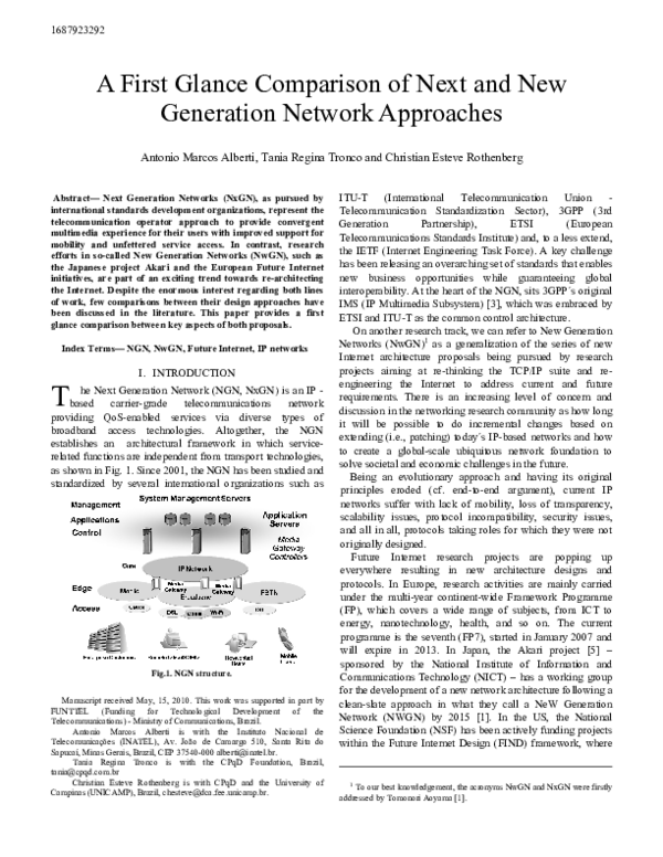 (PDF) A First Glance Comparison of Next and New Generation Network ...