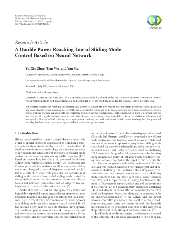 (PDF) A Double Power Reaching Law of Sliding Mode Control Based on ...