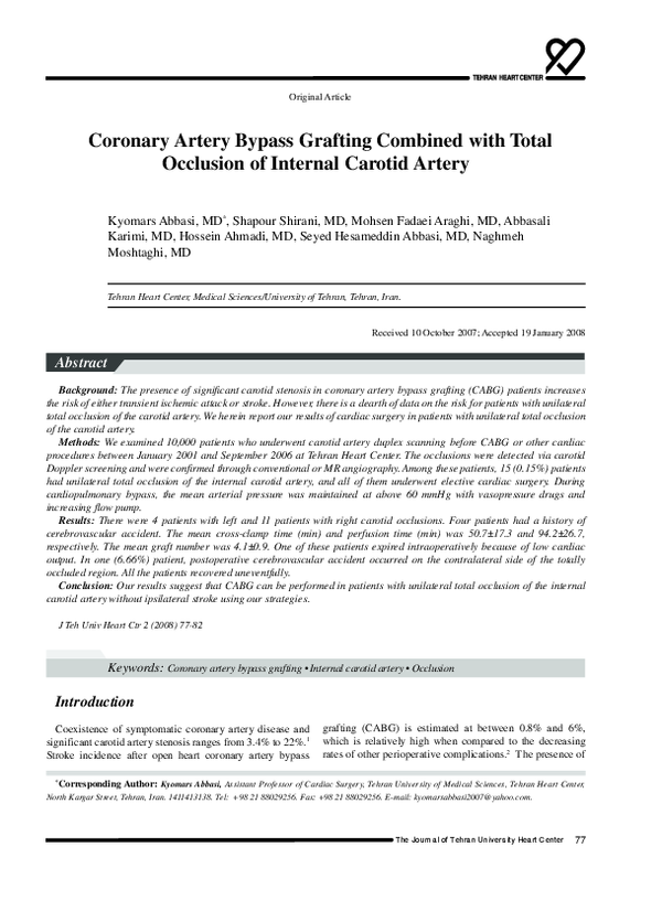 (PDF) Coronary Artery Bypass Grafting Combined with Total Occlusion of ...