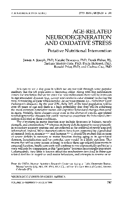 (PDF) Age-Related Neurodegeneration and Oxidative Stress