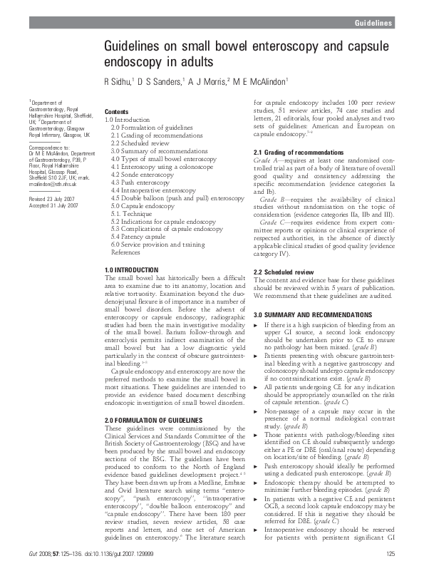 (PDF) Guidelines on small bowel enteroscopy and capsule endoscopy in