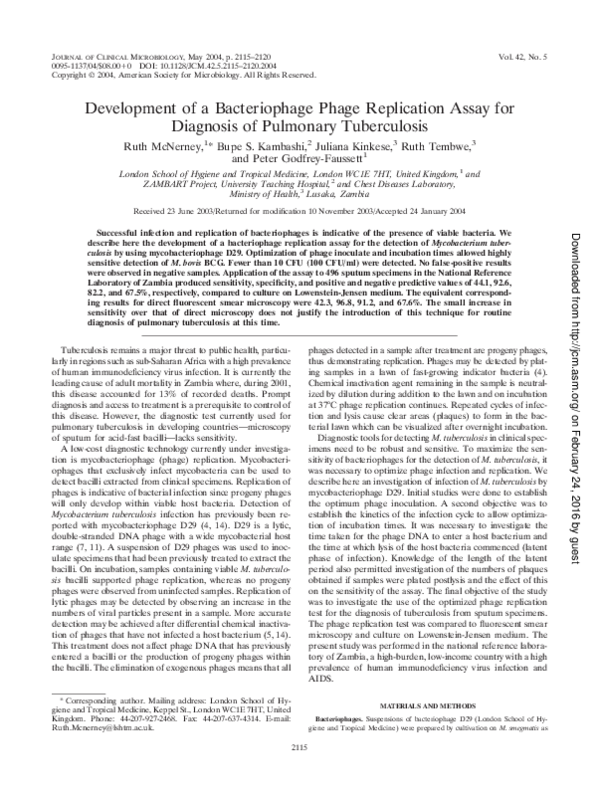 (PDF) Development of a Bacteriophage Phage Replication Assay for ...