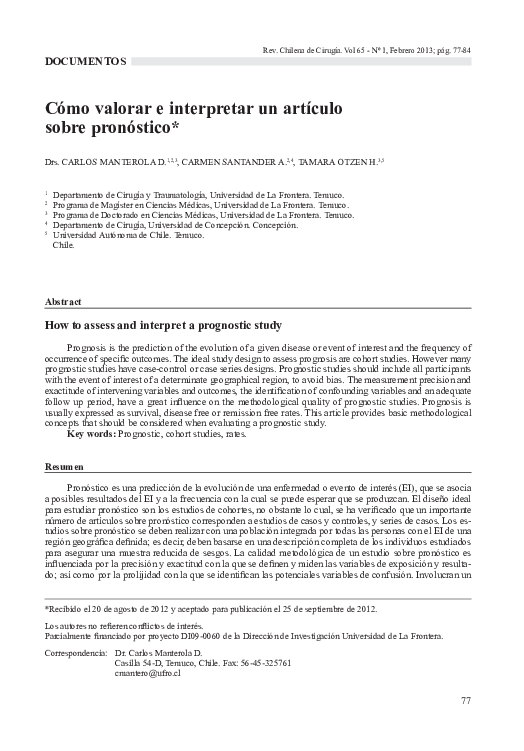 (PDF) How to assess and interpret a prognostic study