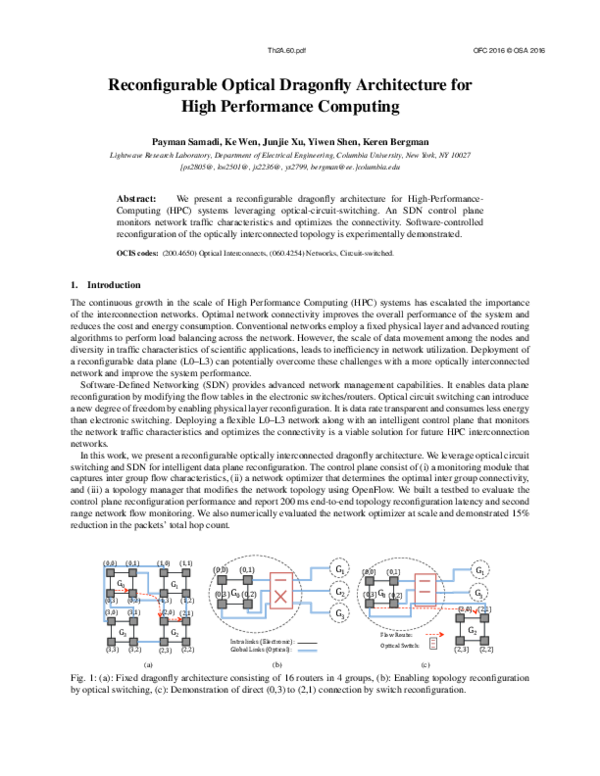 (PDF) Reconfigurable Optical Dragonfly Architecture for High ...