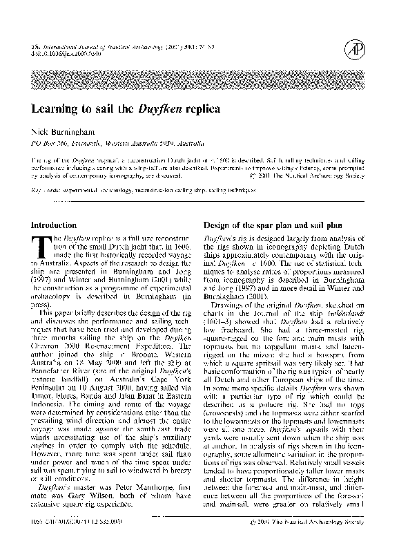 Learning to sail the Duyfken replica