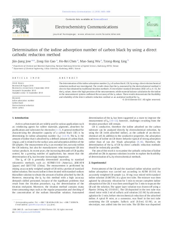 (PDF) Determination of the iodine adsorption number of carbon black by ...