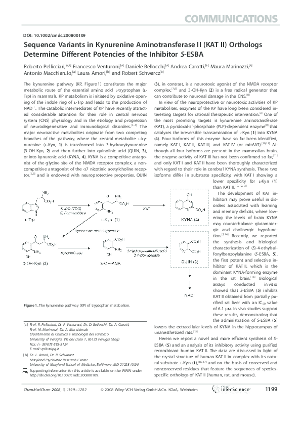 (PDF) Sequence Variants in Kynurenine Aminotransferase II (KAT II ...