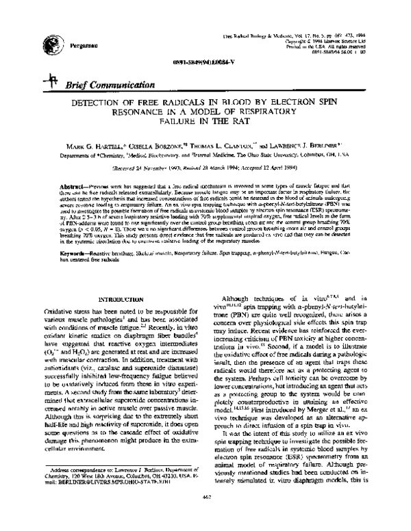 (PDF) Detection of free radicals in blood by electron spin resonance in ...