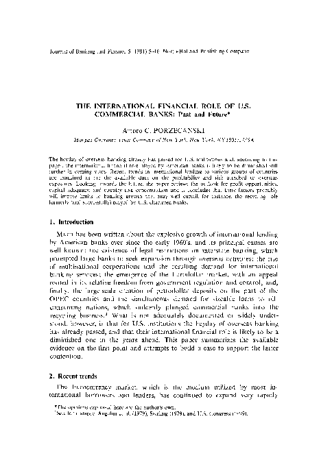 (PDF) The International Financial Role of U.S. Commercial Banks