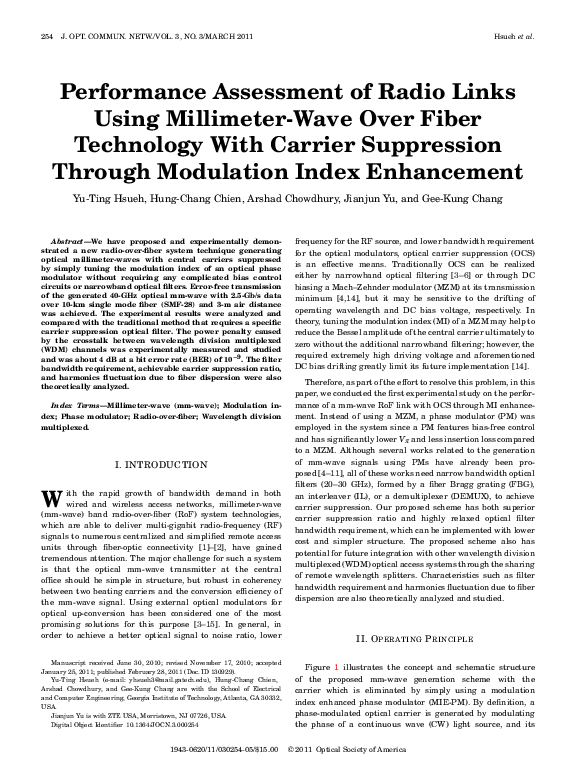 (PDF) Performance Assessment of Radio Links Using Millimeter-Wave Over ...