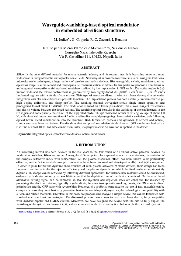 (PDF) Waveguide-vanishing-based optical modulator in embedded all ...