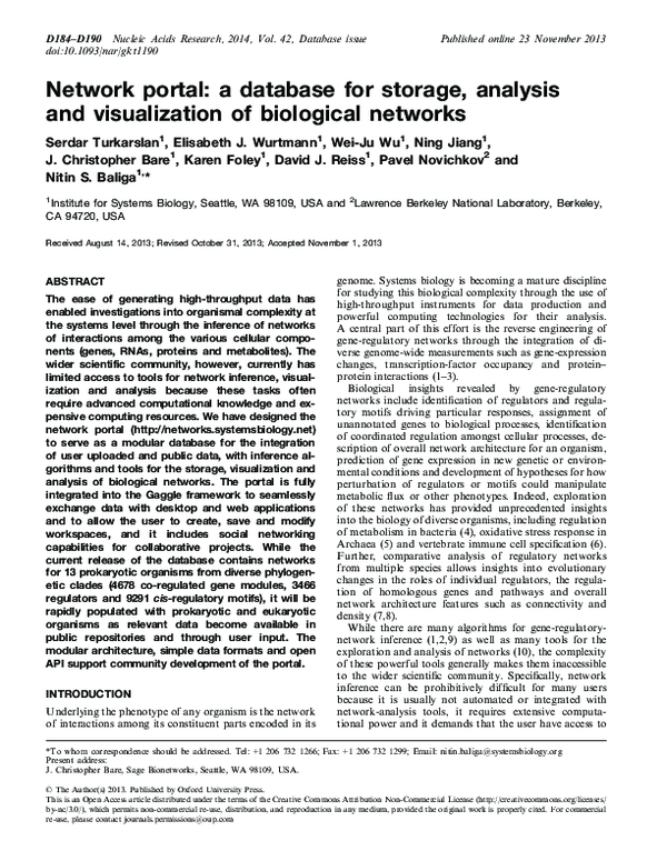 (PDF) Network portal: a database for storage, analysis and ...