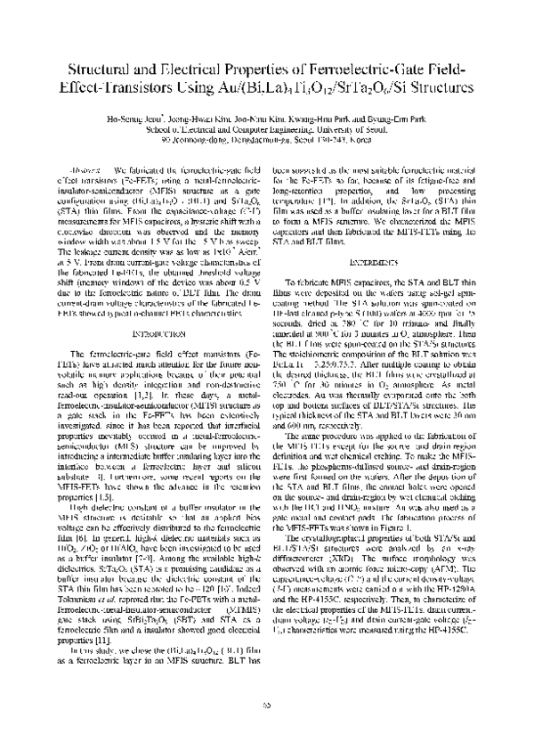 (PDF) STRUCTURAL AND ELECTRICAL PROPERTIES OF FERROELECTRIC BI3.4PR0 ...