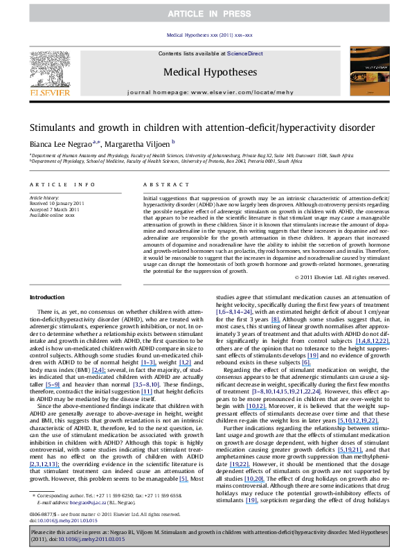 (PDF) Stimulants and growth in children with attention-deficit ...