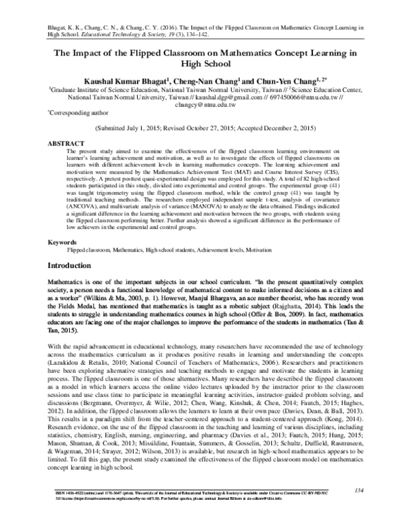 (PDF) The Impact of the Flipped Classroom on Mathematics Concept ...