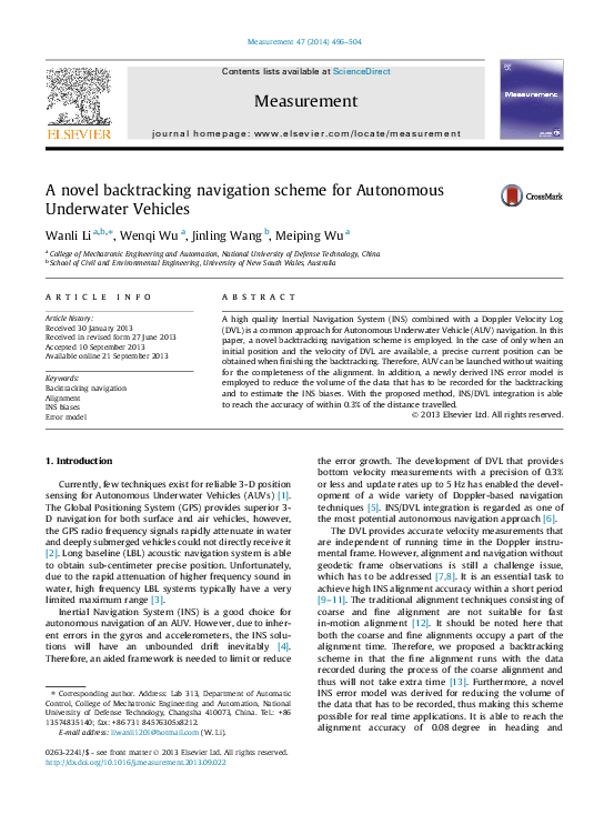 (PDF) A novel backtracking navigation scheme for Autonomous Underwater ...