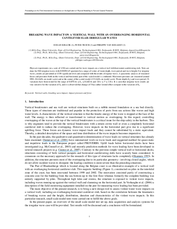 (PDF) Breaking wave impact on a vertical wall with an overhanging ...