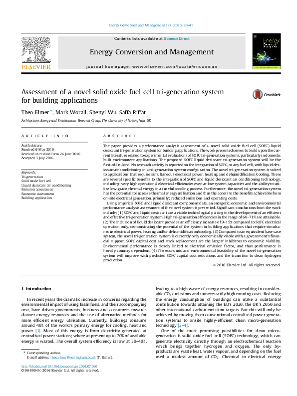 (PDF) Assessment of a novel solid oxide fuel cell tri-generation system ...