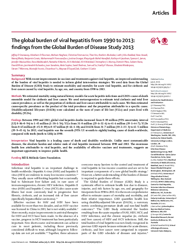 (PDF) Articles The global burden of viral hepatitis from 1990 to 2013 ...