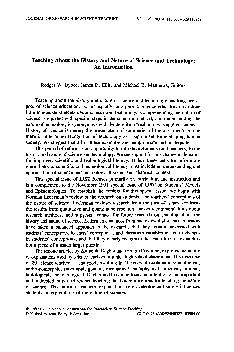 (PDF) Teaching about the history and nature of science and technology ...