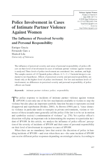 (PDF) Police Involvement in Cases of Intimate Partner Violence Against ...