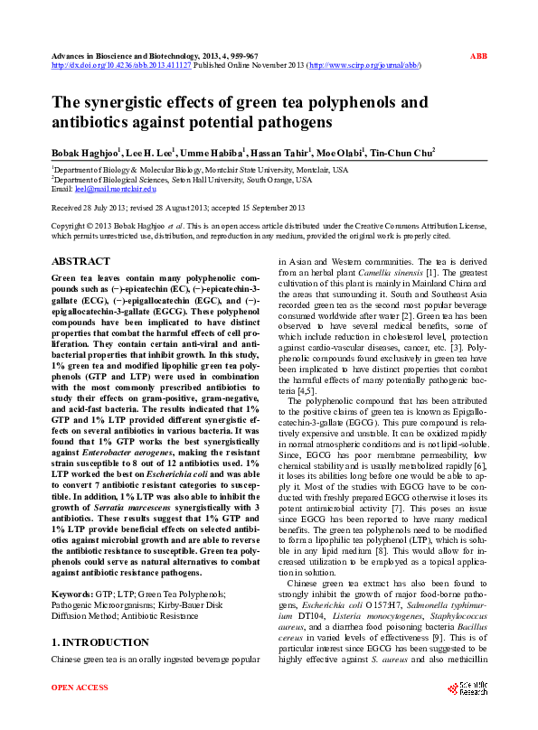 (PDF) The synergistic effects of green tea polyphenols and antibiotics ...