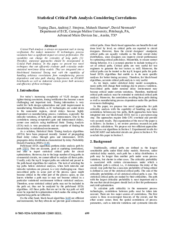 (PDF) Statistical critical path analysis considering correlations