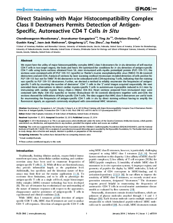 (PDF) Direct Staining with Major Histocompatibility Complex Class II ...