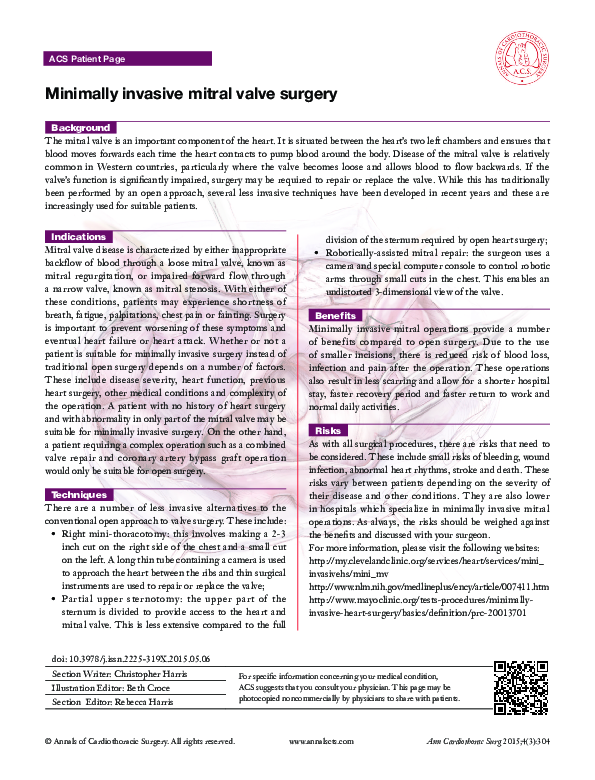 (PDF) Minimally invasive mitral valve surgery