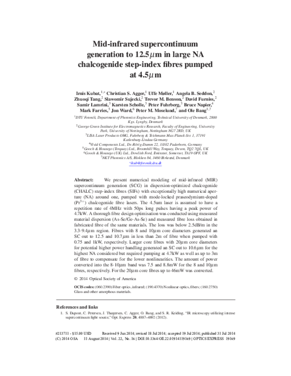 (PDF) Mid-infrared supercontinuum generation to 12.5μm in large NA ...