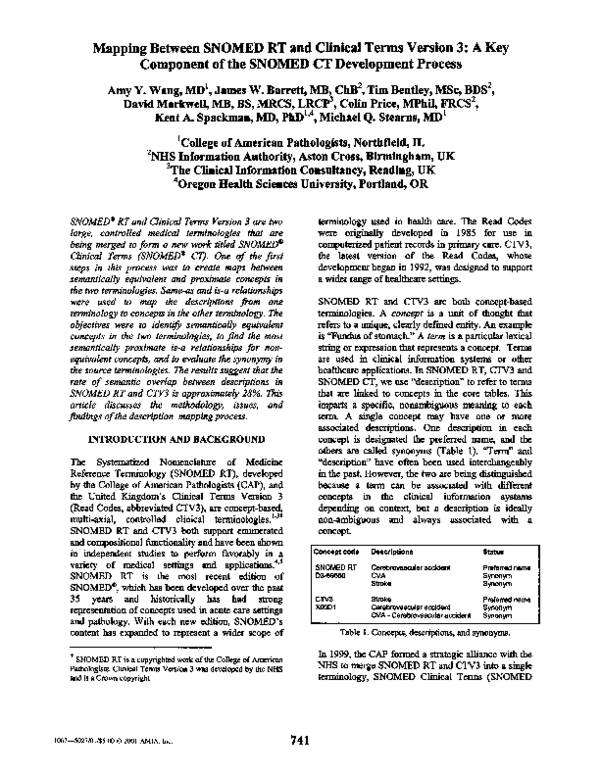 Pdf Mapping Between Snomed Rt And Clinical Terms Version