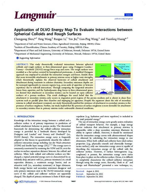 (PDF) Application of DLVO Energy Map To Evaluate Interactions between ...