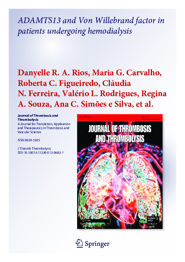(PDF) ADAMTS13 and Von Willebrand factor in patients undergoing ...