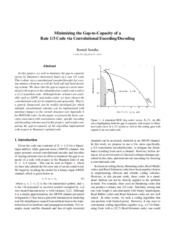 (PDF) Minimizing the Gap-to-Capacity of a Rate 1/3 Code via ...