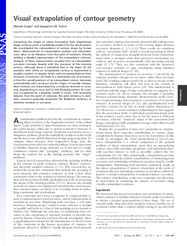(PDF) Visual extrapolation of contour geometry