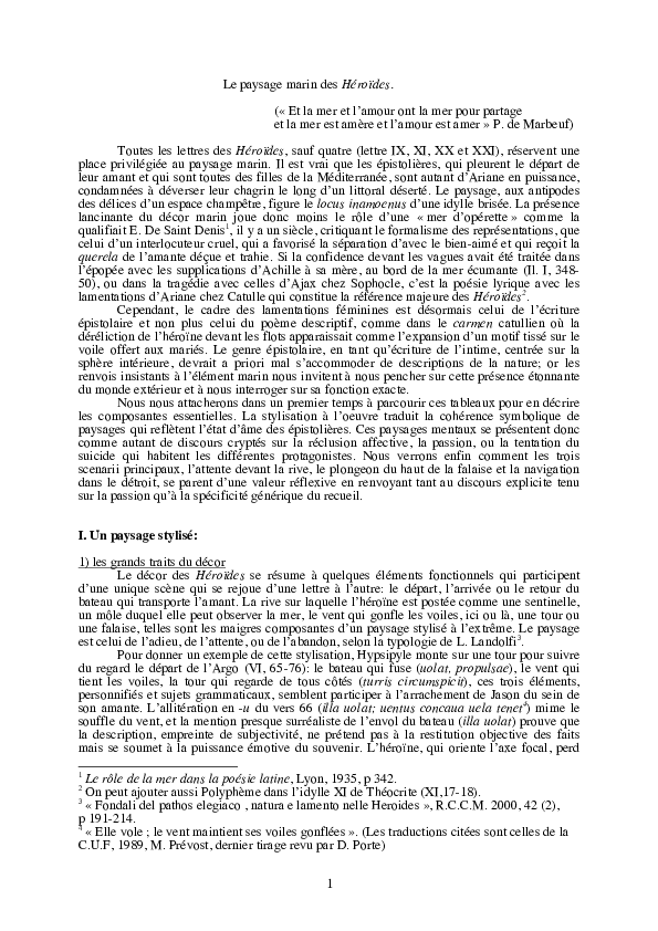 Pdf Le Paysage Marin Des Heroides D Ovide Isabelle Jouteur Academia Edu