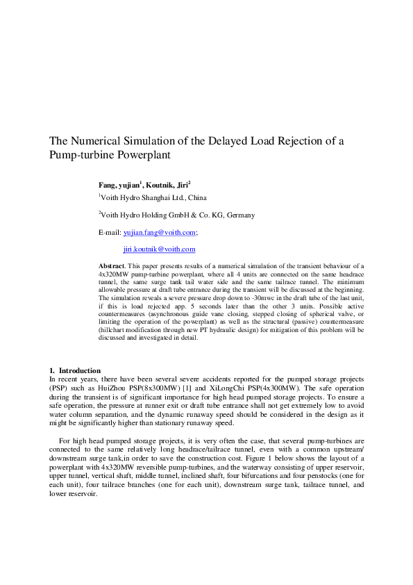 (PDF) The numerical simulation of the delayed load rejection of a pump ...